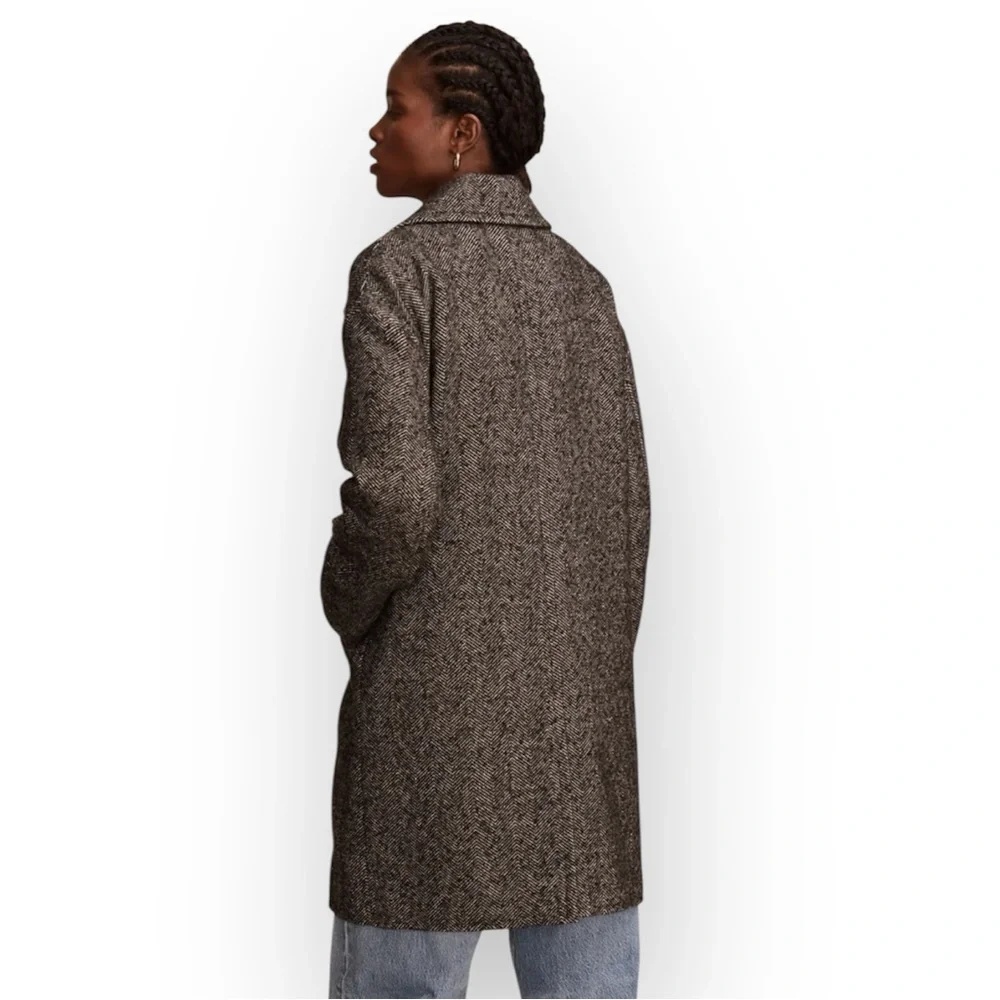 Lucky Brand Oversized Herringbone Double Breasted Coat - Picture 3 of 9
